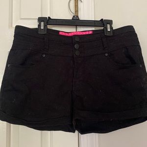 Black spandex shorts w/ cuffs and 3 front buttons